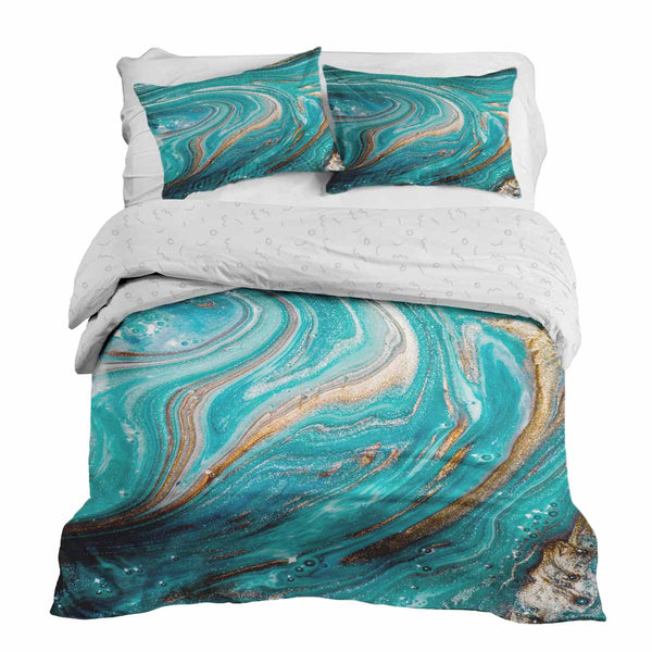 Set de ropa de cama con manta terapéutica mármol turquesa