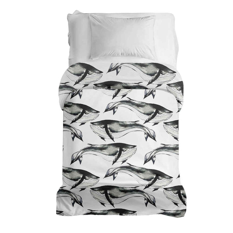 Manta terapéutica original - Funda de algodón ballena azul negra