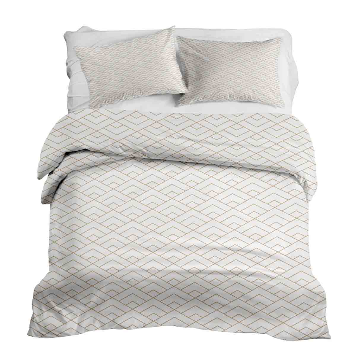 Set de ropa de cama con manta terapéutica y patrón de rayas doradas