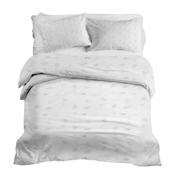 Set de ropa de cama con manta terapéutica blanca con ramas rosas