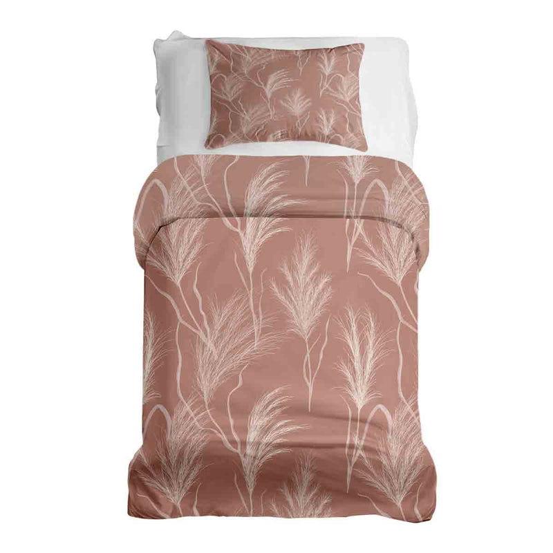 Juego de ropa de cama con manta terapéutica en rosa antiguo con hierba de pampas