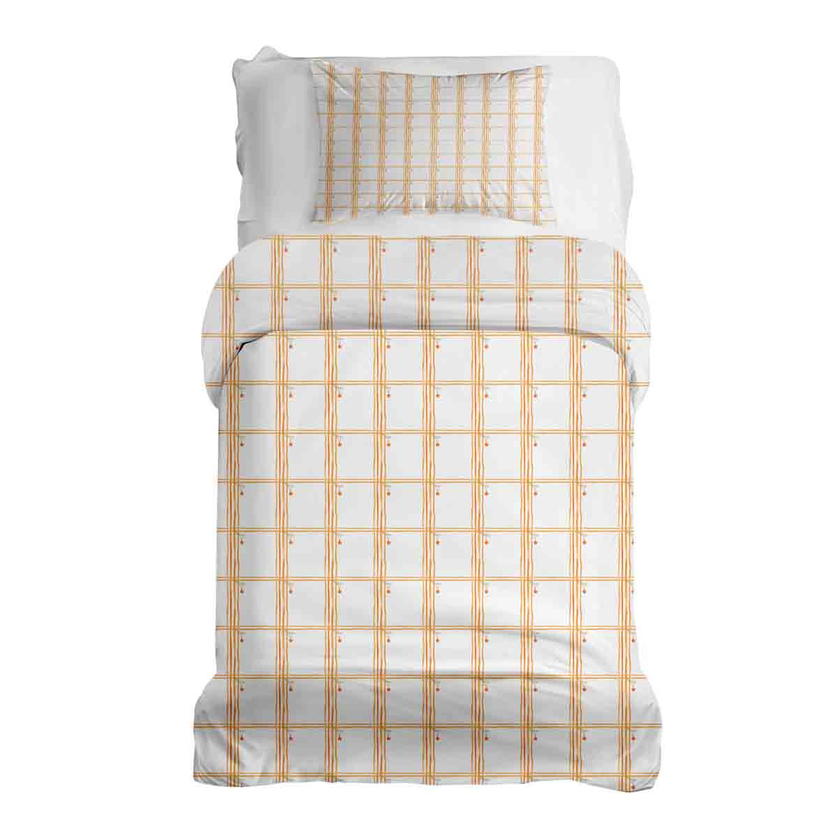 Set de ropa de cama con manta terapéutica amarillo a cuadros