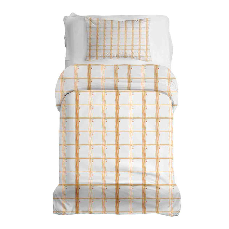 Set de ropa de cama con manta terapéutica amarillo a cuadros