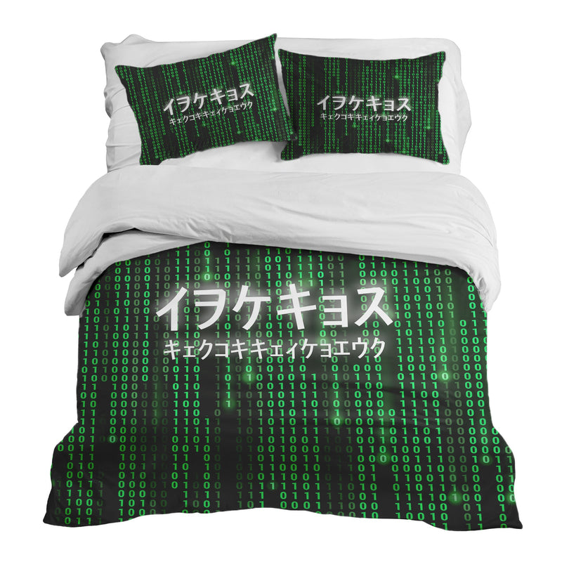 Set de ropa de cama con manta terapéutica verde The Matrix
