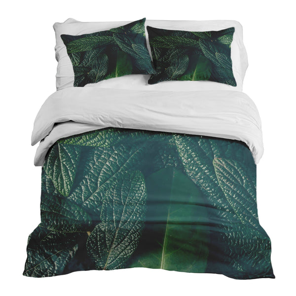 Set de ropa de cama con manta terapéutica Hojas verdes