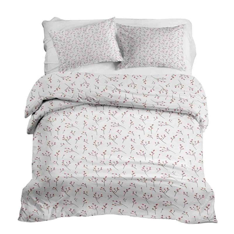 Juego de ropa de cama con mantas terapéuticas blancas con delicadas rosas