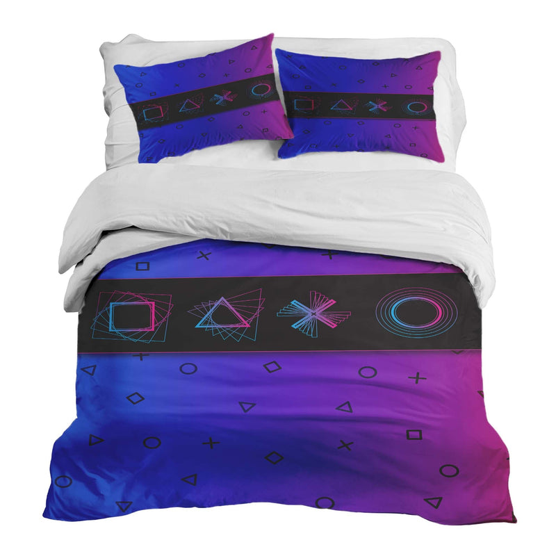 Set de ropa de cama con mantas terapéuticas moradas con formas