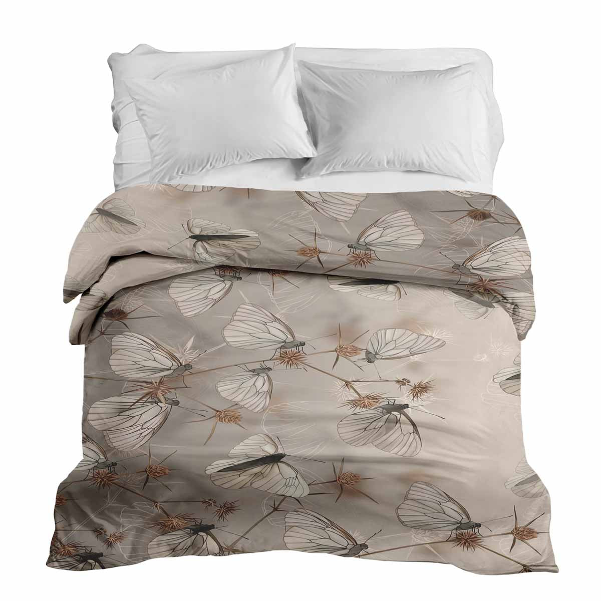 Manta terapéutica original - Funda de algodón beige con polillas