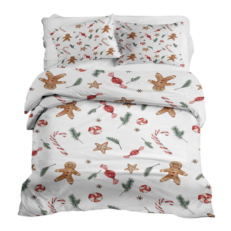 Juego de ropa de cama con manta terapéutica blanca para la época navideña