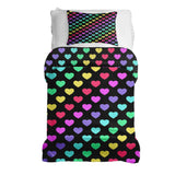 Set de ropa de cama con mantas terapéuticas y corazones de colores