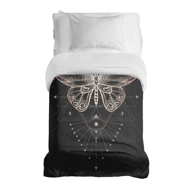 Manta terapéutica original - Funda de algodón negra con mariposa