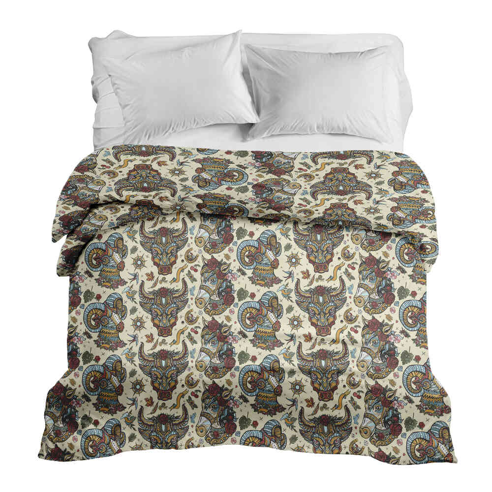 Manta terapéutica original - Funda de algodón con cabezas de animales coloridas