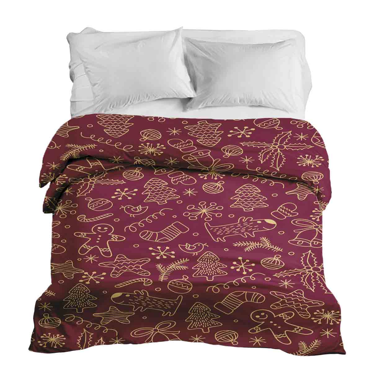 Manta terapéutica original - Funda de algodón roja con divertidos motivos navideños