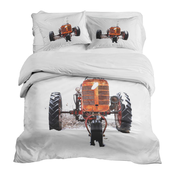 Set de ropa de cama con manta terapéutica tractor en naranja