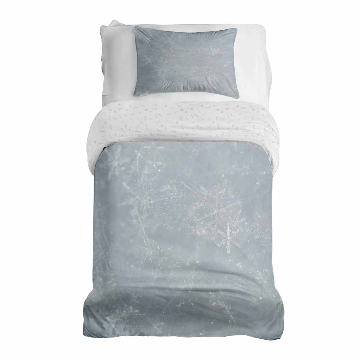 Set de ropa de cama con manta terapéutica gris con copos de nieve