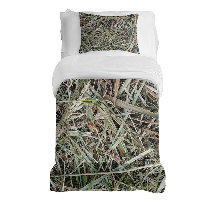 Juego de ropa de cama con manta terapéutica blanca con paja