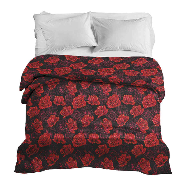 Manta terapéutica original - Funda de algodón negra con rosas rojas