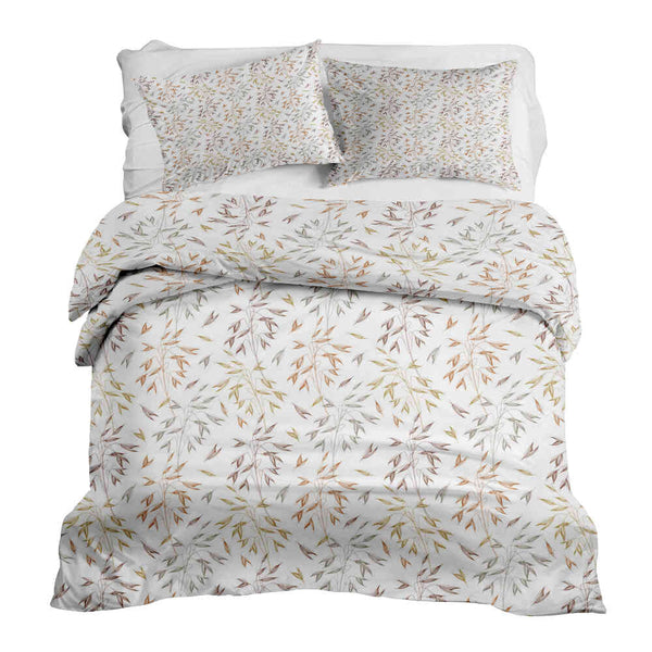 Set de ropa de cama con mantas terapéuticas y delicadas ramas coloridas