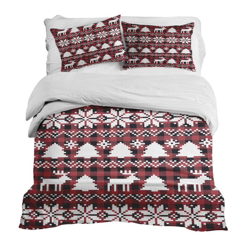 Juego de ropa de cama con mantas terapéuticas de cuadros con motivos navideños