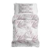 Juego de ropa de cama con manta terapéutica blanca con hojas moradas