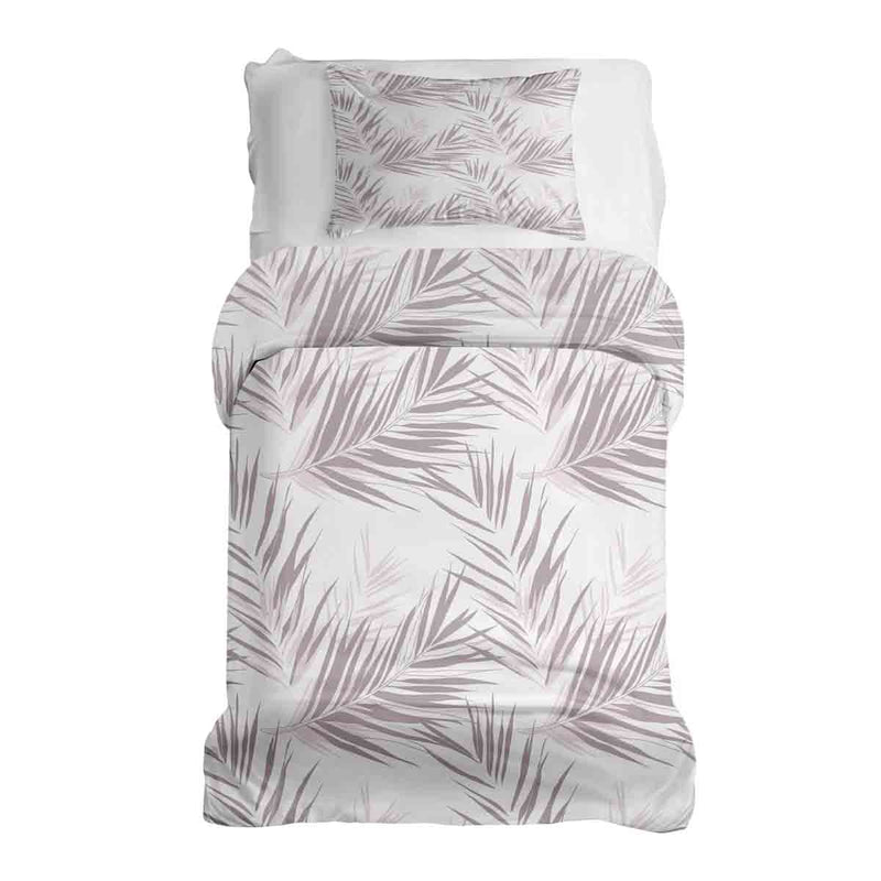 Juego de ropa de cama con manta terapéutica blanca con hojas moradas
