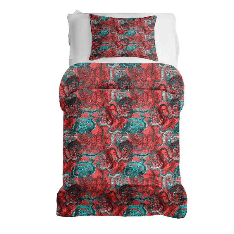 Juego de ropa de cama con manta terapéutica abstracta roja