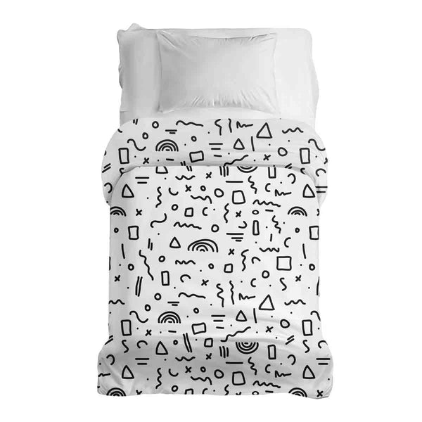 Manta terapéutica original - Funda de algodón blanca con formas en negro
