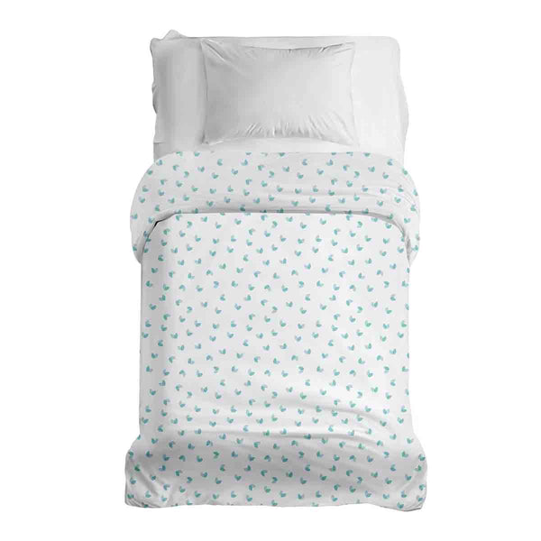 Manta terapéutica original - Funda de algodón blanca con corazones azules