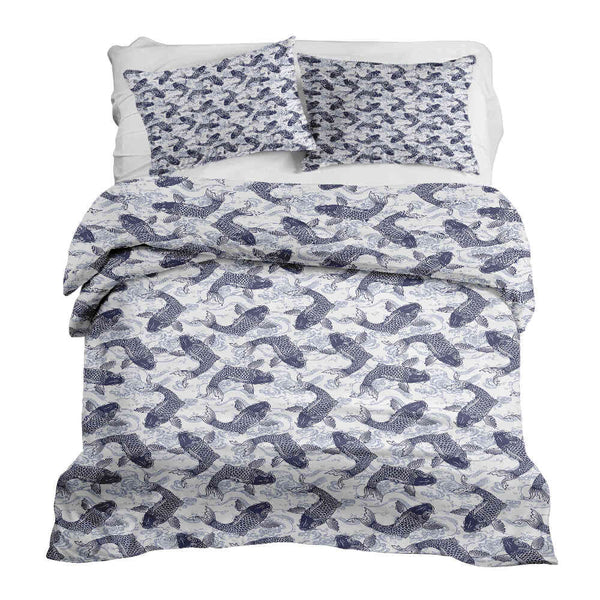 Set de ropa de cama con mantas terapéuticas y kois azules