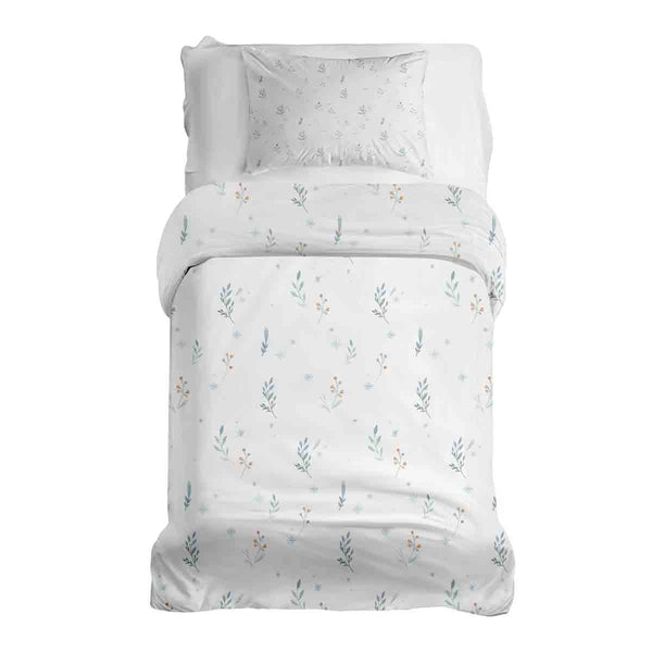 Juego de ropa de cama con manta terapéutica blanca con flores de primavera