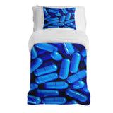 Juego de ropa de cama con manta terapéutica azul tabletas