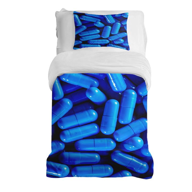 Juego de ropa de cama con manta terapéutica azul tabletas