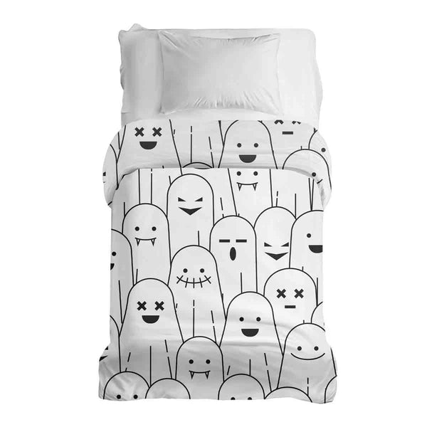 Manta terapéutica original - Funda de algodón blanca con fantasmas divertidos
