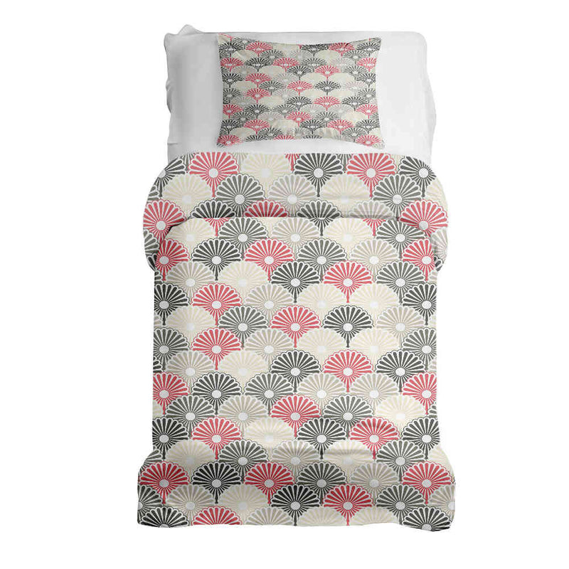 Juego de ropa de cama con mantas terapéuticas y flores abstractas coloridas