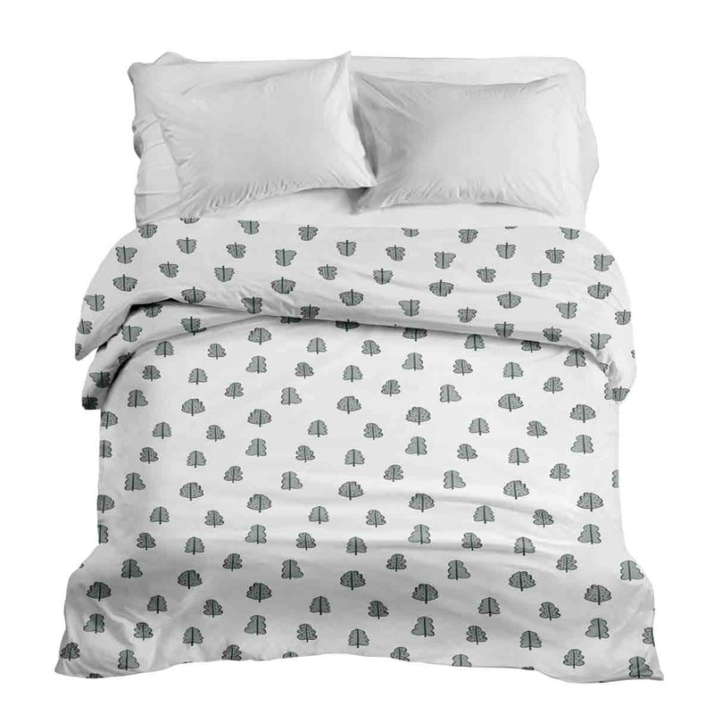 Manta terapéutica original - Funda de algodón blanca con arbolitos
