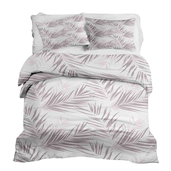 Juego de ropa de cama con manta terapéutica blanca con hojas moradas