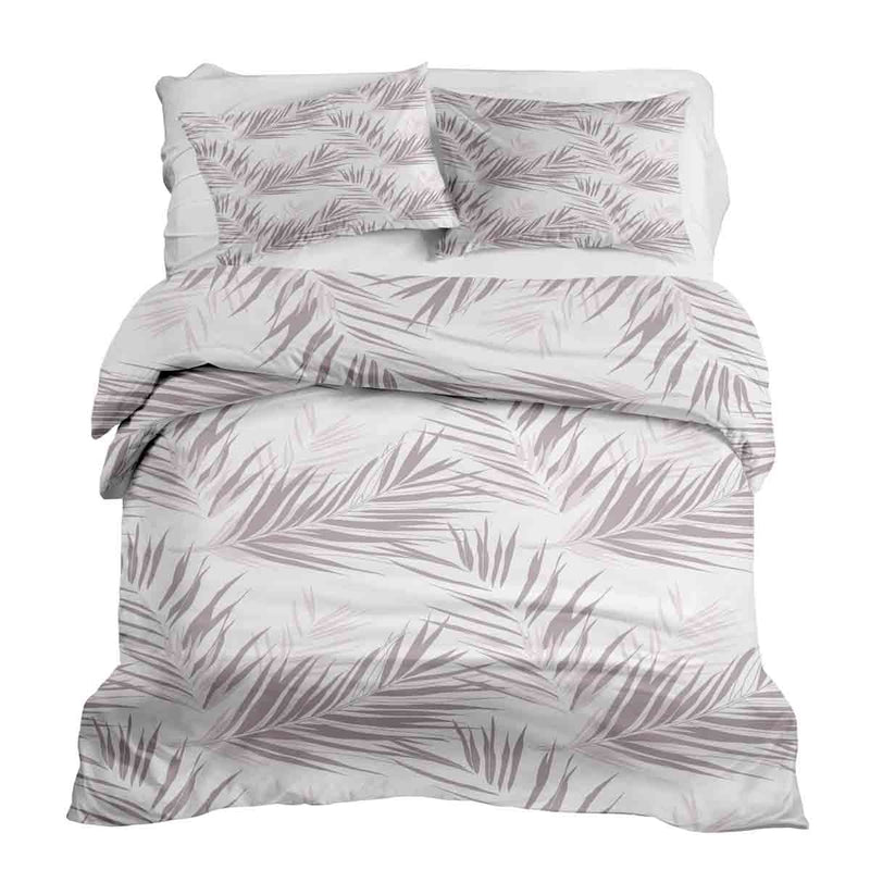 Juego de ropa de cama con manta terapéutica blanca con hojas moradas