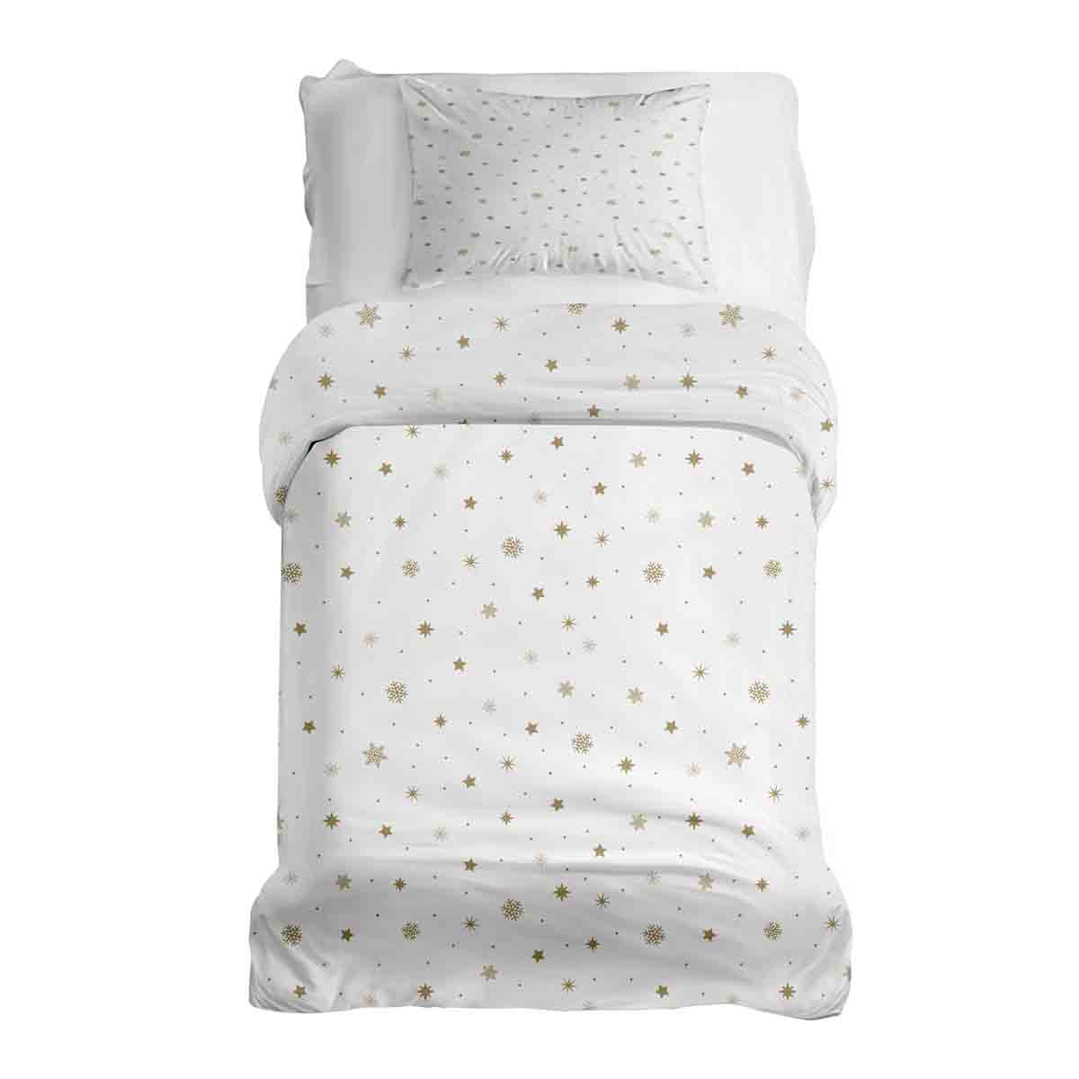 Set de ropa de cama con manta terapéutica blanca con estrellas doradas