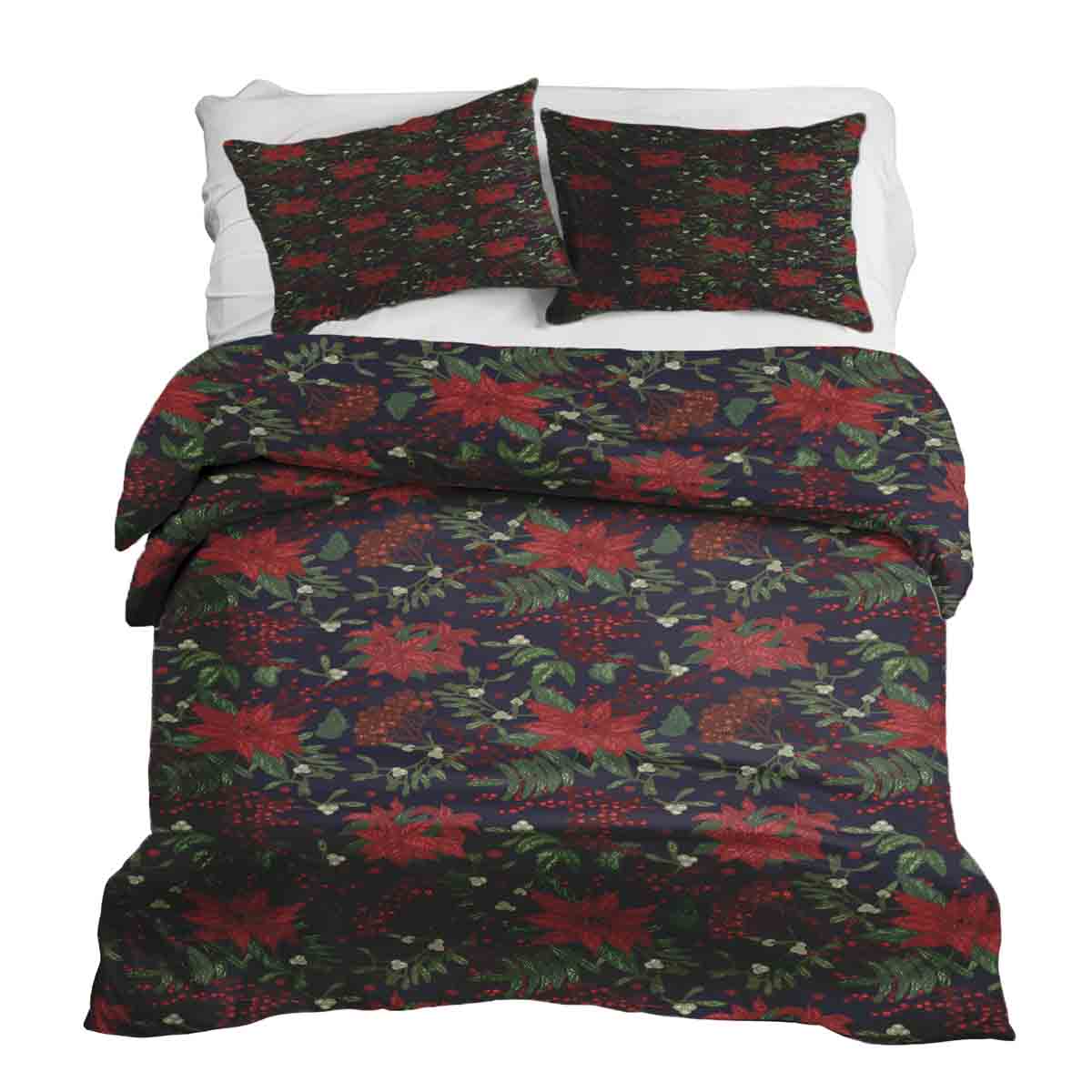 Set de ropa de cama con manta terapéutica y flor de Pascua roja