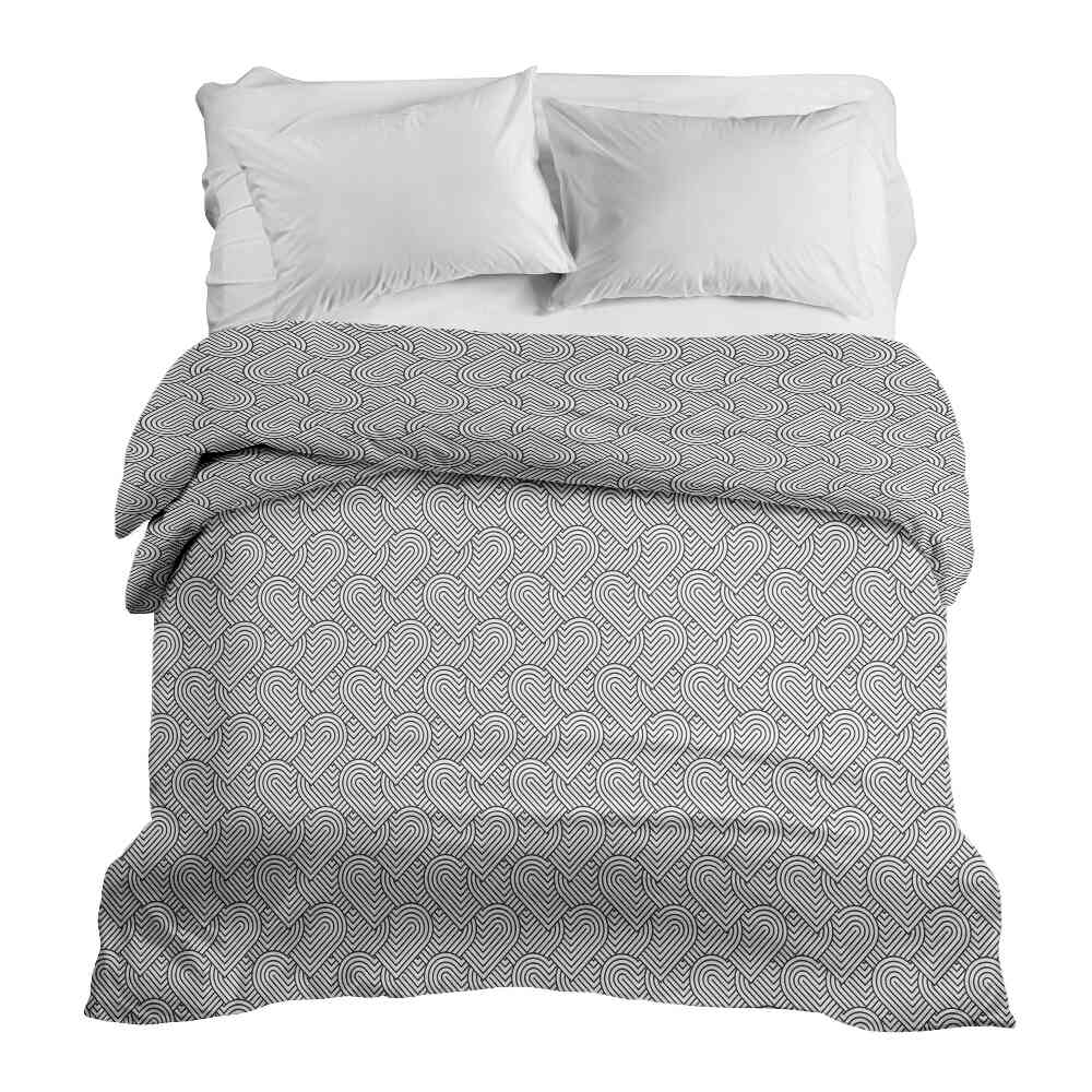 Manta terapéutica original - Funda de algodón gris con corazones geométricos