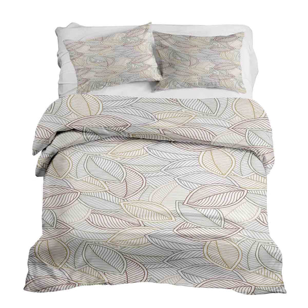 Juego de ropa de cama con mantas terapéuticas y hojas de palma coloridas