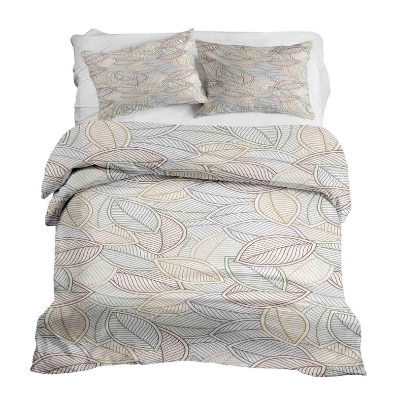 Juego de ropa de cama con mantas terapéuticas y hojas de palma coloridas