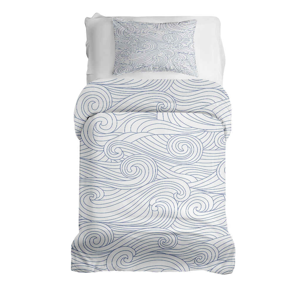 Set de ropa de cama con manta terapéutica ondas azules