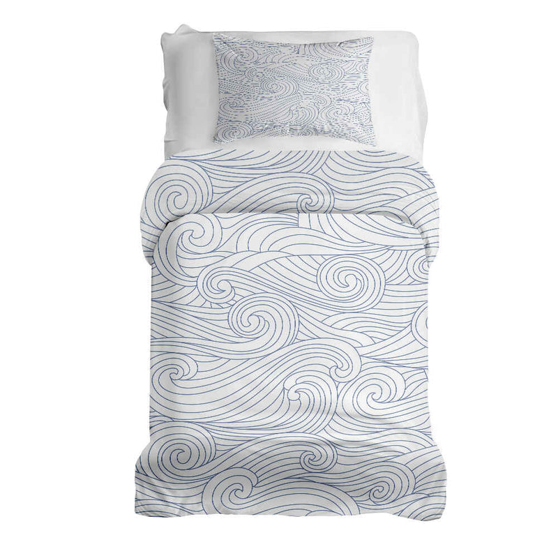 Juego de ropa de cama con manta terapéutica ondas azules
