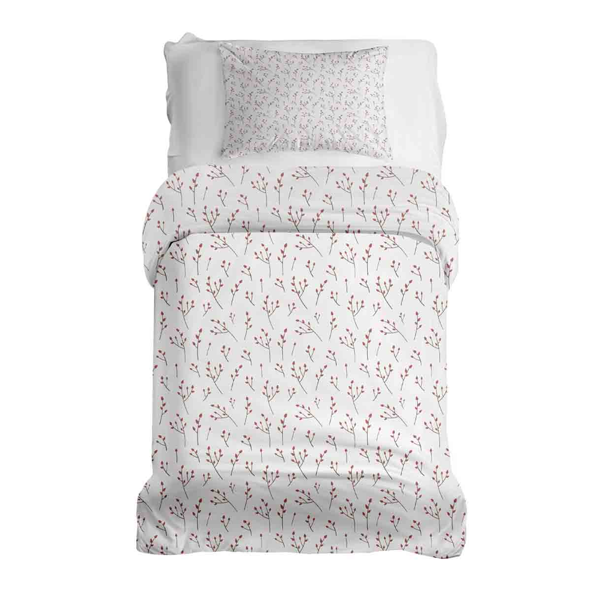 Set de ropa de cama con mantas terapéuticas blancas y delicadas rosas