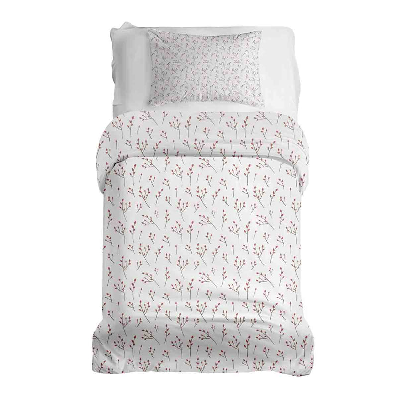 Juego de ropa de cama con mantas terapéuticas blancas con delicadas rosas