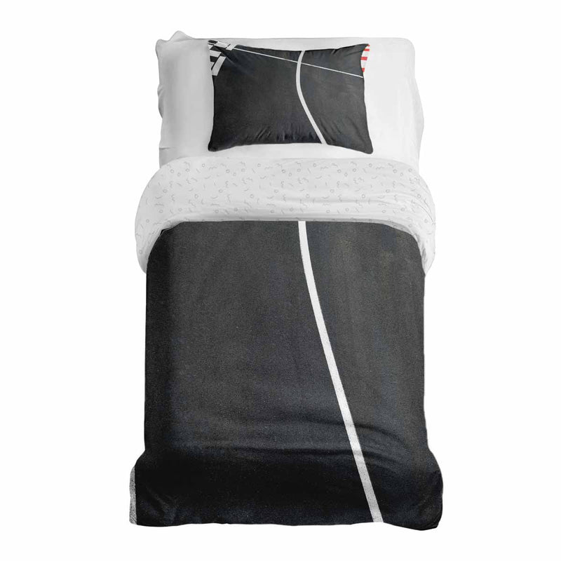 Juego de ropa de cama con manta terapéutica gris oscuro con rayas blancas