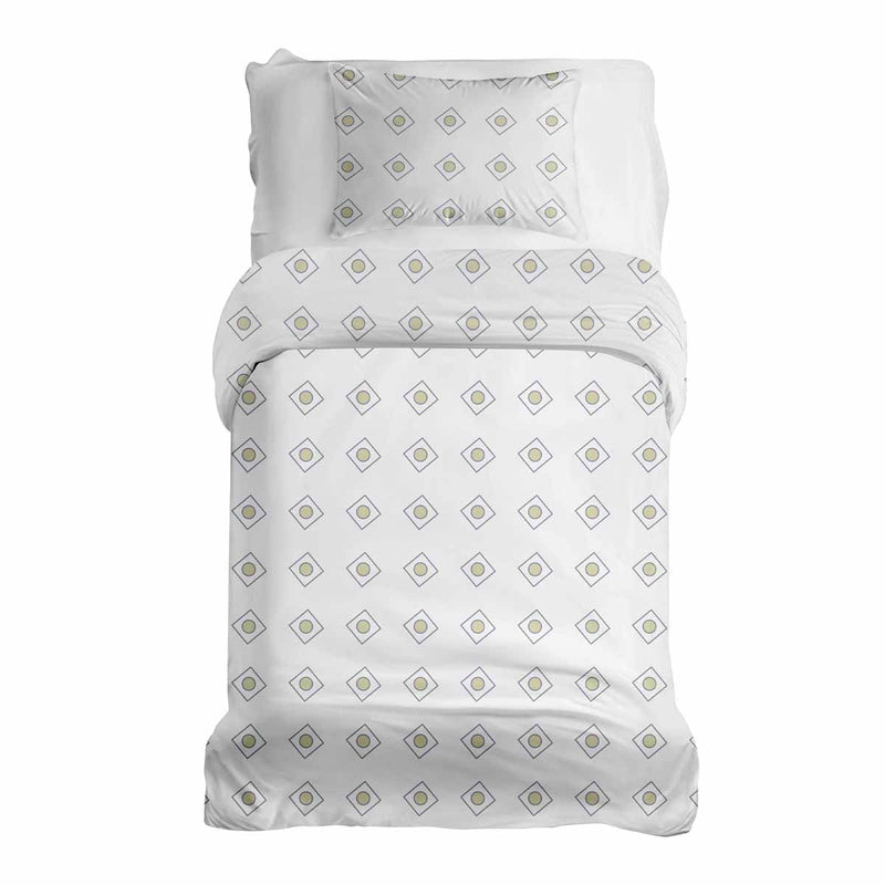 Juego de ropa de cama con manta terapéutica blanca con círculos verdes