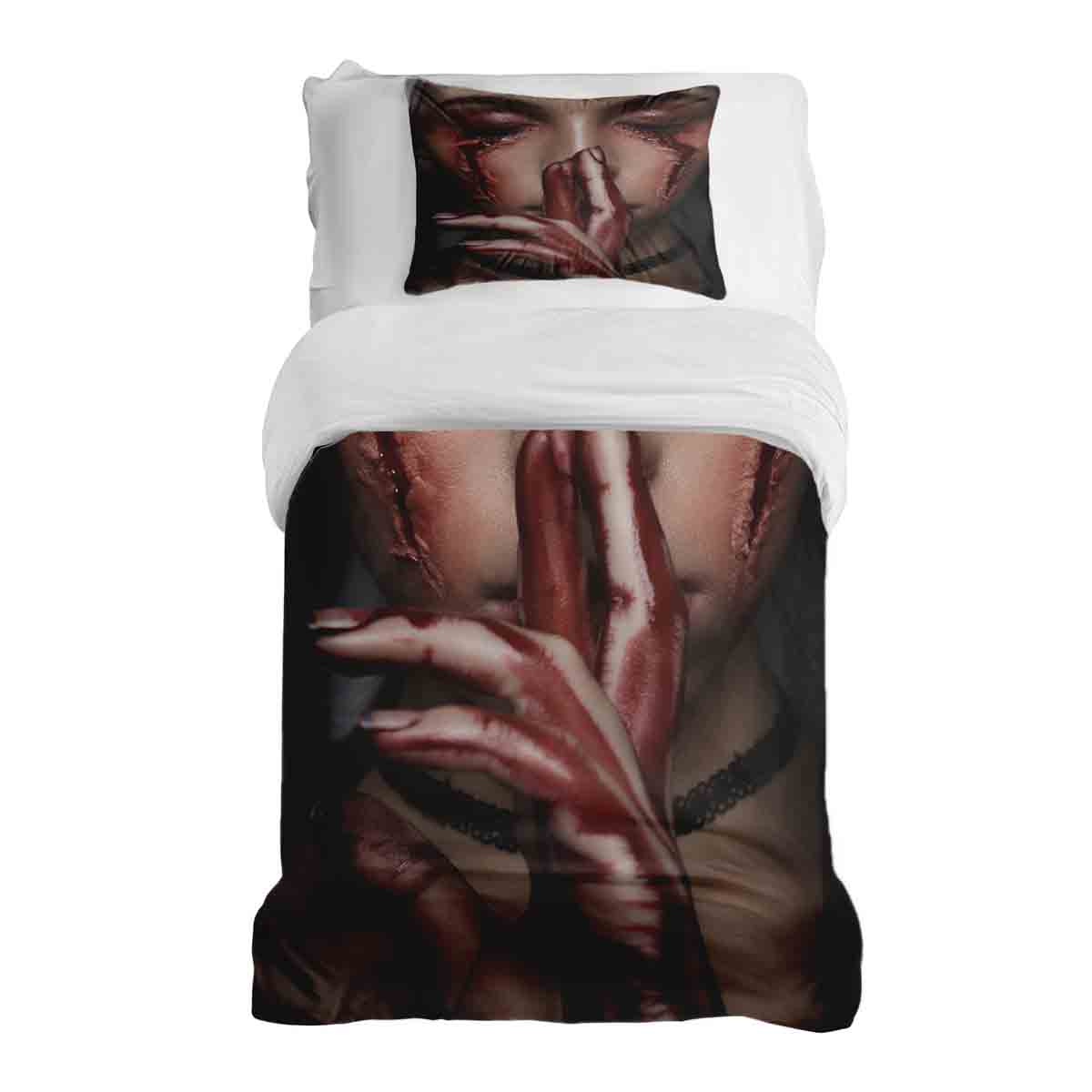 Set de ropa de cama con manta terapéutica Halloween cara