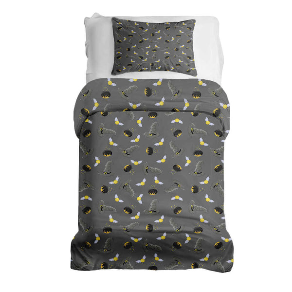Juego de ropa de cama con manta terapéutica gris Sombrero mágico